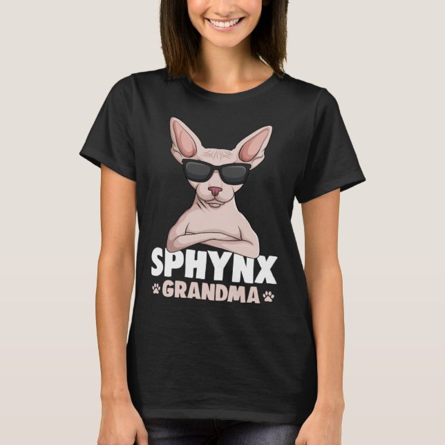 Sphynx Grandma Cat Sphinx Hairless Cat T Shirt (Framsida)
