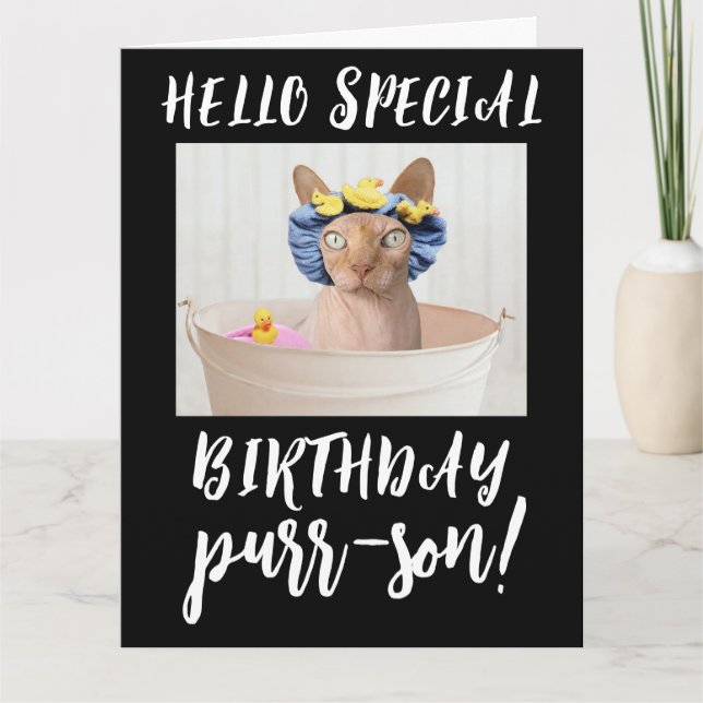 SPHYNX HAIRLESS CAT BIRTHDAY GREETDS CARDS KORT (Framsida)