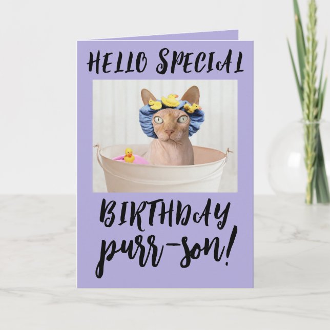 SPHYNX HAIRLESS CAT BIRTHDAY GREETDS CARDS KORT (Framsida)