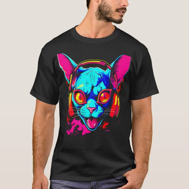 Sphynx Hairless Cat DJ T Shirt (Framsida)