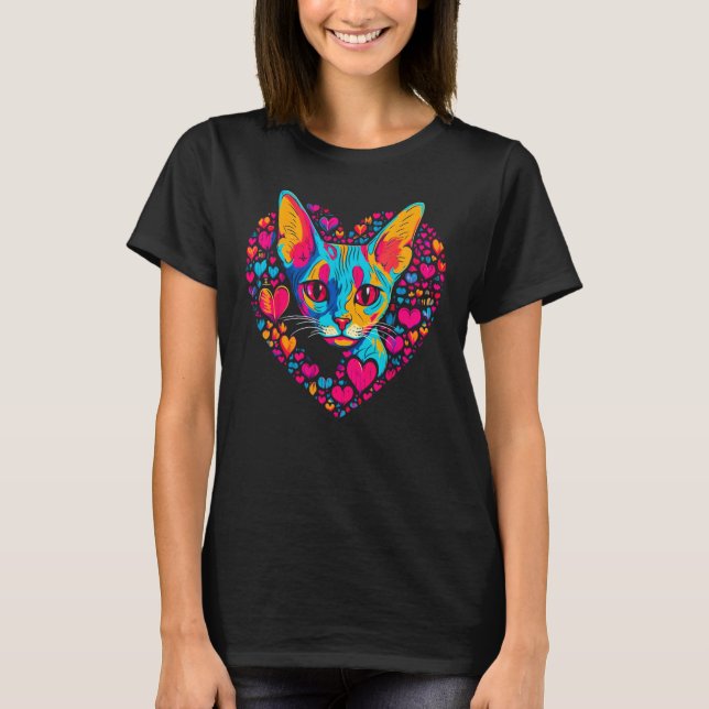 Sphynx Hairless Cat Heart T Shirt (Framsida)