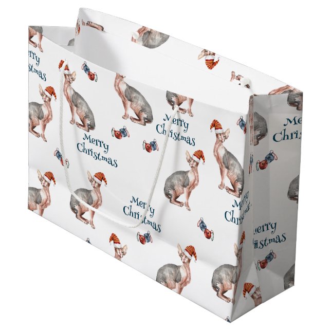 Sphynx Hairless Cat Jultomten Hat jul (Framsidan Vinklad)