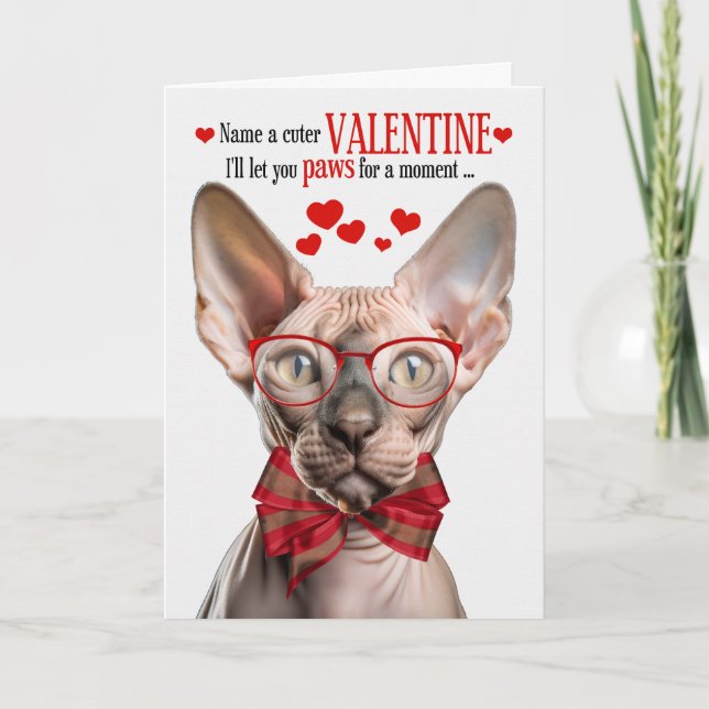 Sphynx Hairless Cat Lover Valentine Kattdjur Humor Helgkort (Framsida)