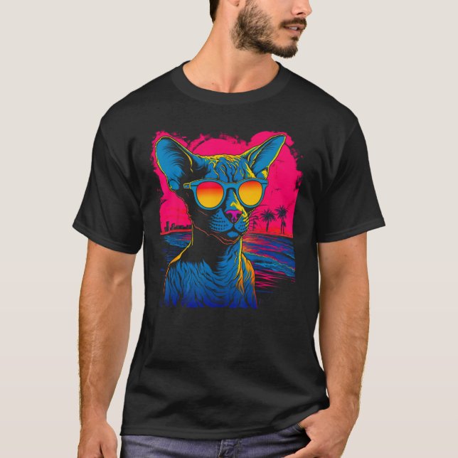 Sphynx Hairless Cat Summer Party T Shirt (Framsida)