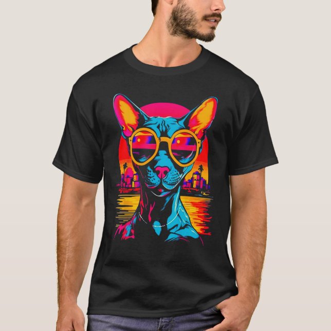 Sphynx Hairless Cat Sunglass T Shirt (Framsida)