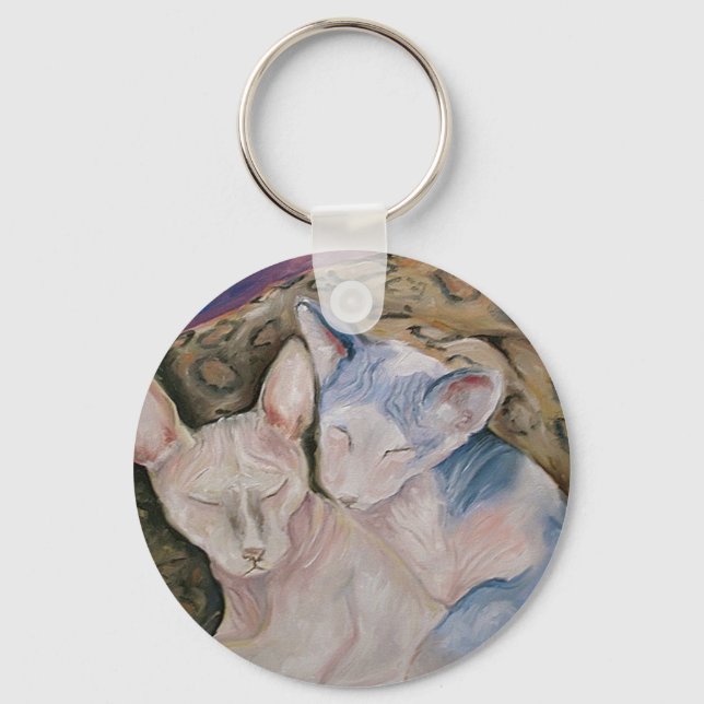 Sphynx Hairless kattunge Keychain "The Couple" Nyckelring (Framsida)