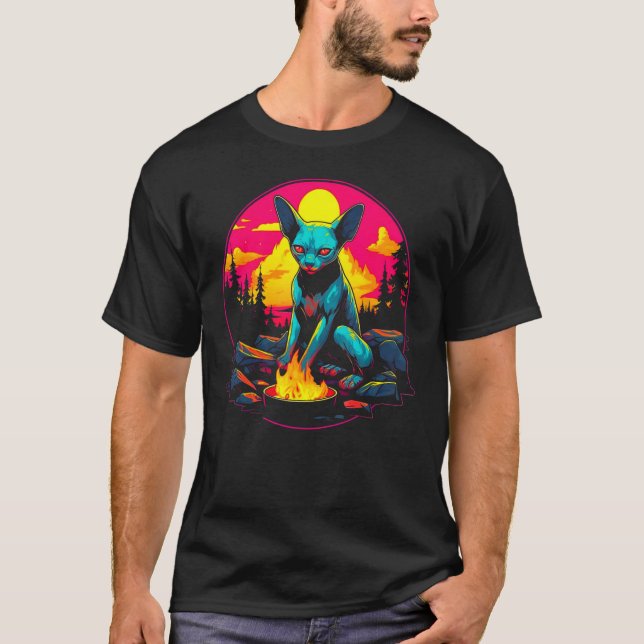 Sphynx hårlös katt Camping 1 T Shirt (Framsida)