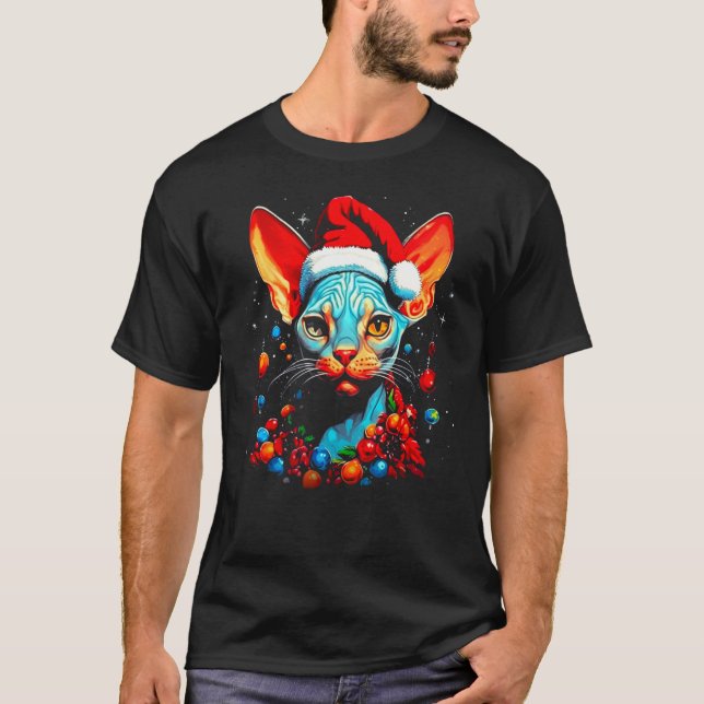 Sphynx Hårlös Katt Jul T Shirt (Framsida)