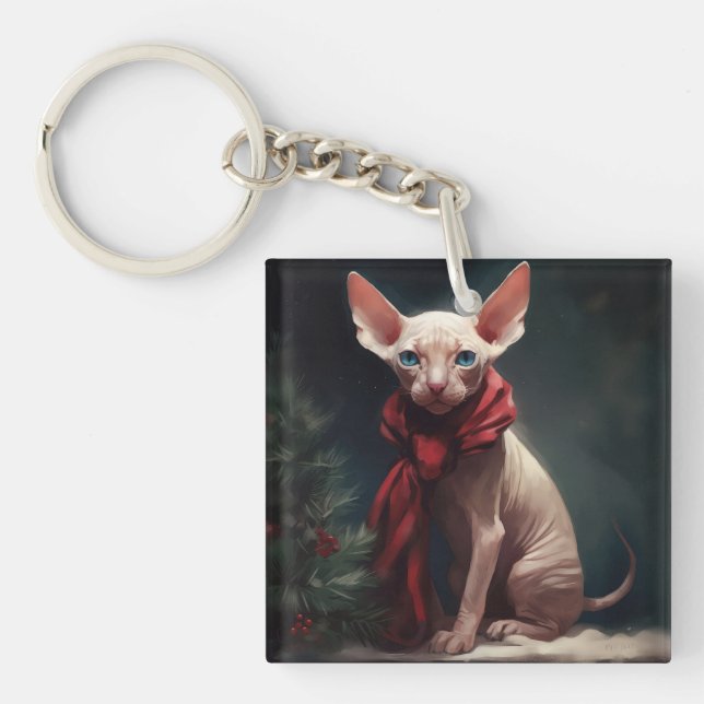 Sphynx hund i snö jul (Framsidan)