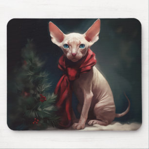 Sphynx hund i snö jul musmatta