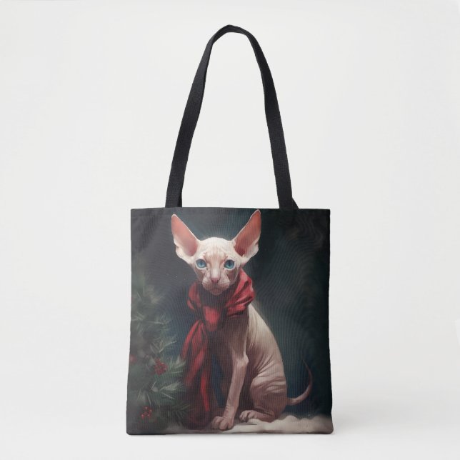 Sphynx hund i snö jul tygkasse (Framsida)