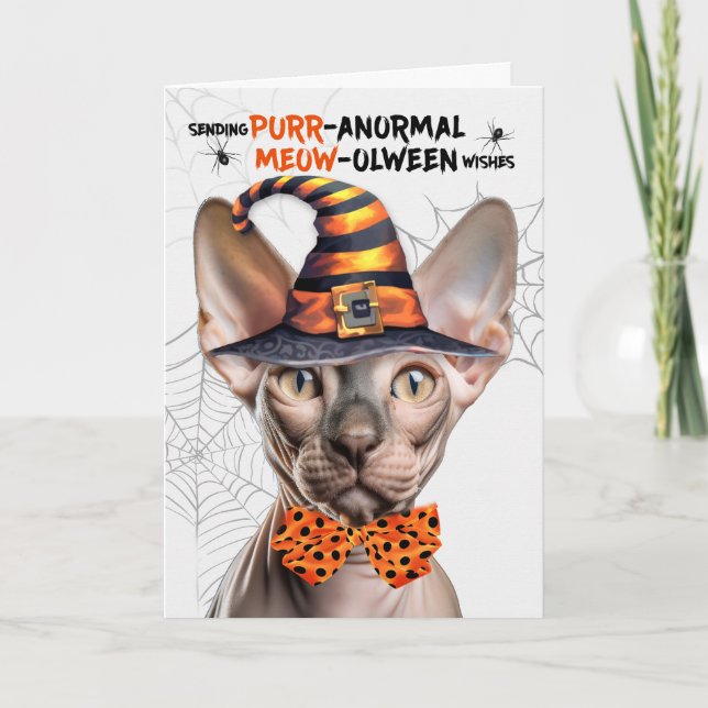 Sphynx Kat PURRanormal MEOWolween Helgkort (Framsida)