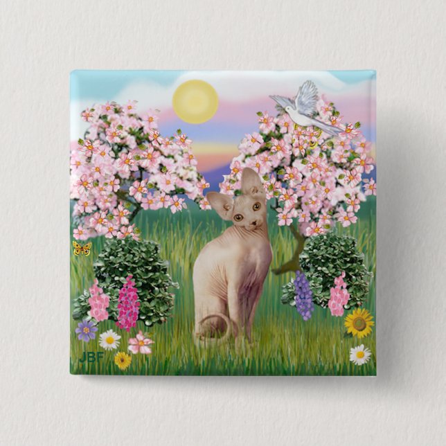 Sphynx Katt 1- Blommor Knapp (Framsida)