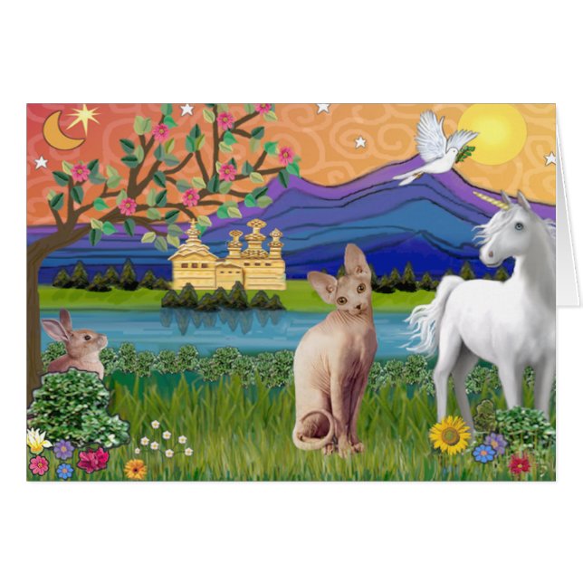 Sphynx Katt 1 - Fantasivärld Hälsningskort (Framsidan Horizontal)