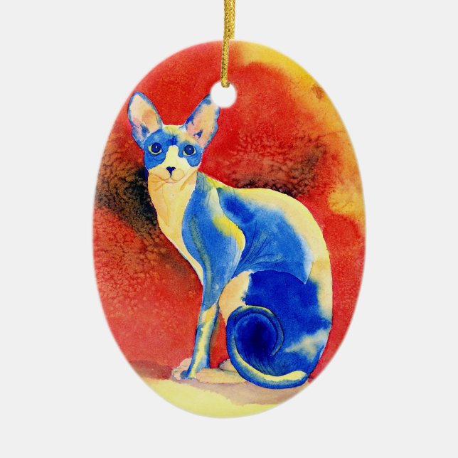 Sphynx katt #3 julgransprydnad keramik (Framsidan)
