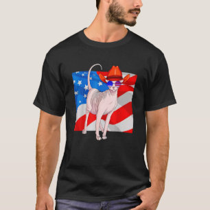 Sphynx-katt 4 H i juli Patriotic American Flagga C T Shirt