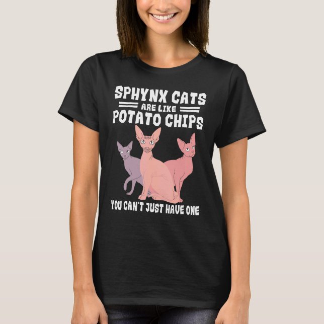 Sphynx Katt Älskare Av Potatischips Uppfödare Husd T Shirt (Framsida)