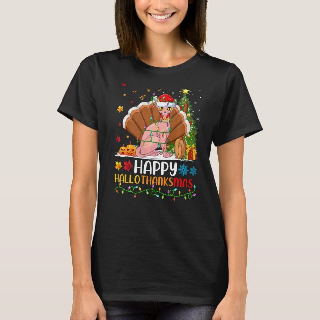 Sphynx Katt Djur   Sphynx Katt Hellothanksmas T Shirt (Framsida)