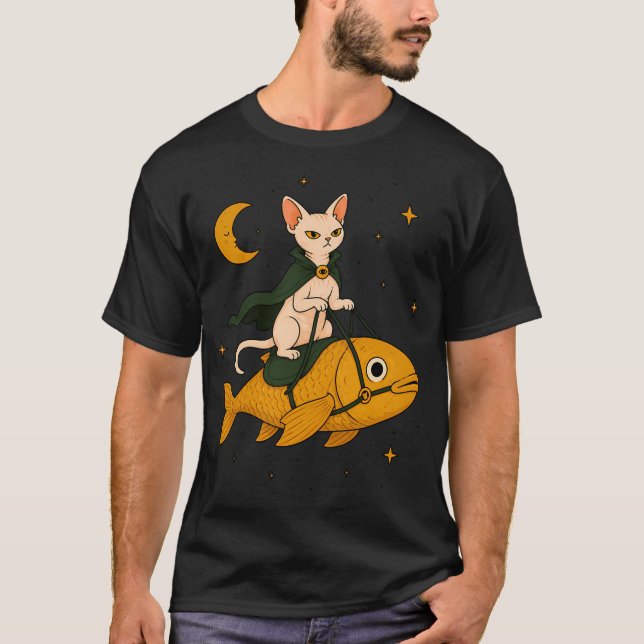 Sphynx Katt Fisk Ryttare T Shirt (Framsida)