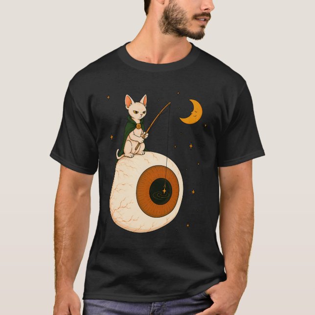 Sphynx Katt Fiskar Ögonglob T Shirt (Framsida)