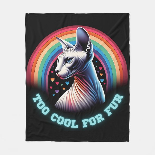  Sphynx Katt För Cool Regnbåge Hjärtan Rolig  Fleecefilt (Framsidan)