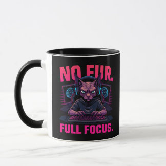 Sphynx Katt Gamer Inget Päls Full Fokus Mugg