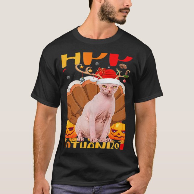 Sphynx Katt Glad Sphynx Katt Hellothanksmas T Shirt (Framsida)