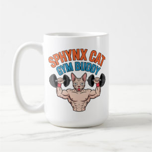 Sphynx Katt Gym Buddy Muskulös Tecknad Konst Kaffemugg