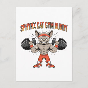 Sphynx Katt Gympis Kompis Tecknad Fitness Konst Vykort