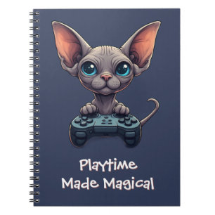 Sphynx Katt Håller Spelkontroll Anteckningsbok