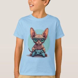 Sphynx Katt Håller Spelkontroll T Shirt