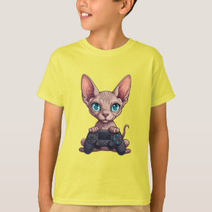 Sphynx Katt Håller Spelkontroll T Shirt