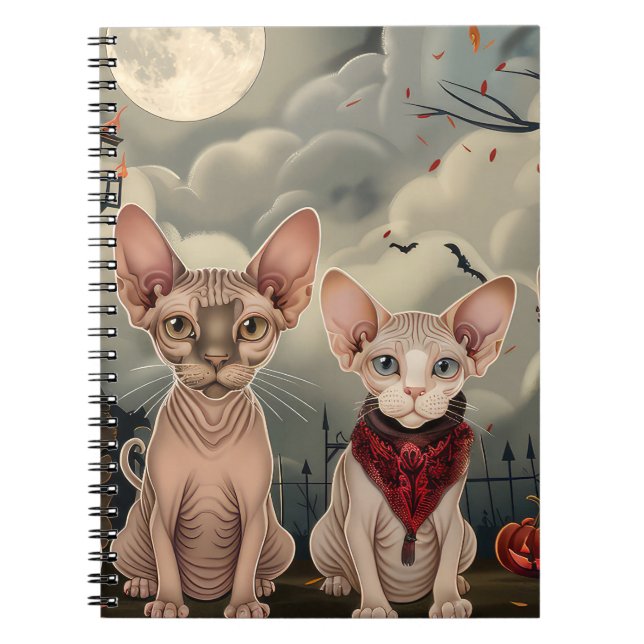 Sphynx Katt Halloween Kuslig Anteckningsbok (Framsidan)