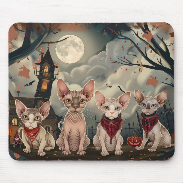 Sphynx Katt Halloween Kuslig Musmatta (Framsidan)
