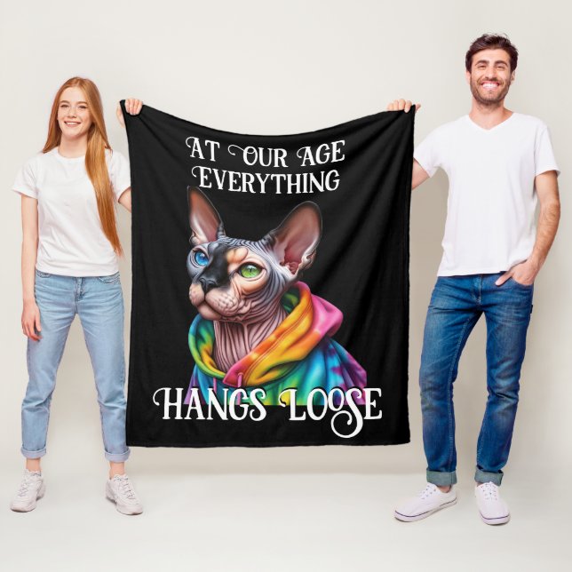  Sphynx-katt Hänger Löst Retro Födelsedag Fleecefilt (På plats)