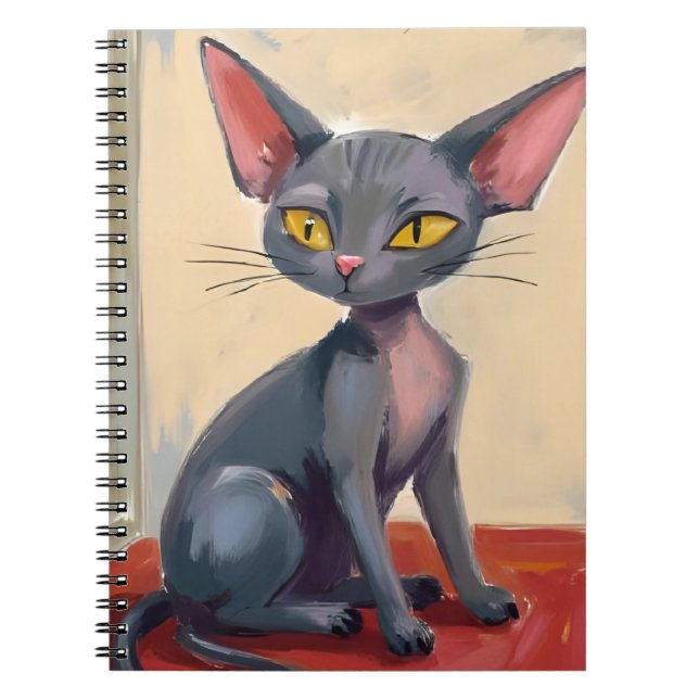 Sphynx Katt | Hårfri Katt Husdjur Akvarell Anteckningsbok (Framsidan)