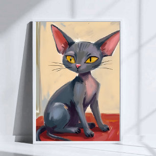 Sphynx Katt Hårfri Katt Husdjur Akvarell Poster