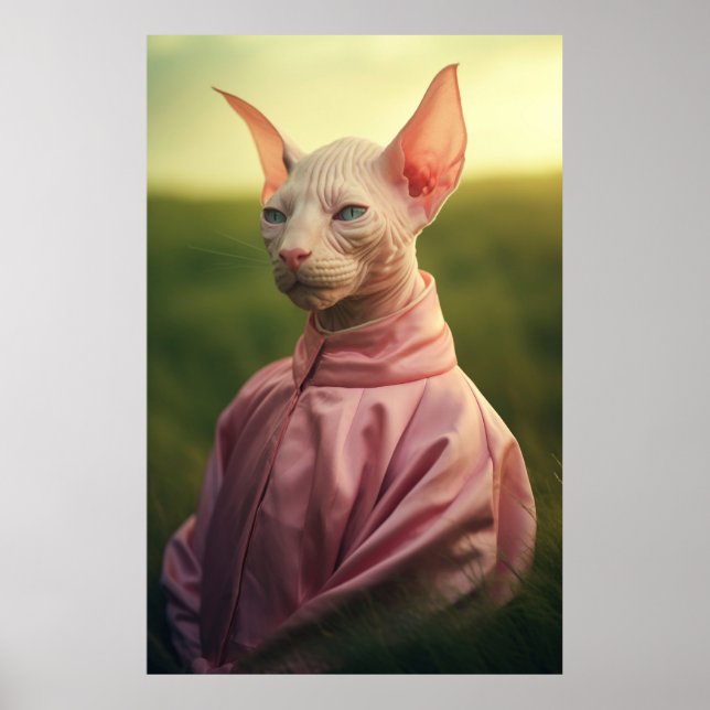 Sphynx Katt i Dräkt – Levande Naturkonst Poster (Framsidan)