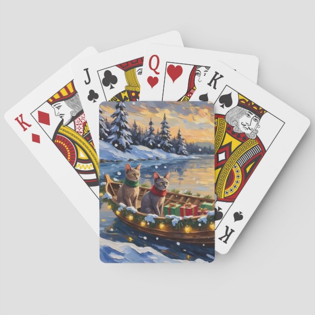 Sphynx Katt Jul Båt Högtid Casinokort (Baksidan)