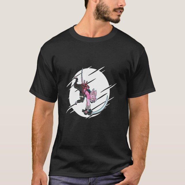 Sphynx Katt Krigare Samuraj T Shirt (Framsida)