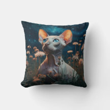 Sphynx Katt & Livfulla Blommor – Whimsisk Konst