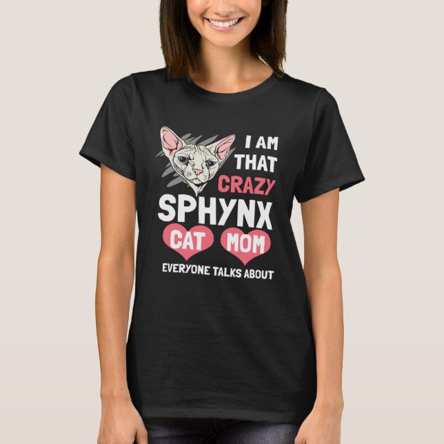 Sphynx Katt Mamma Hårfri Katt T Shirt (Framsida)