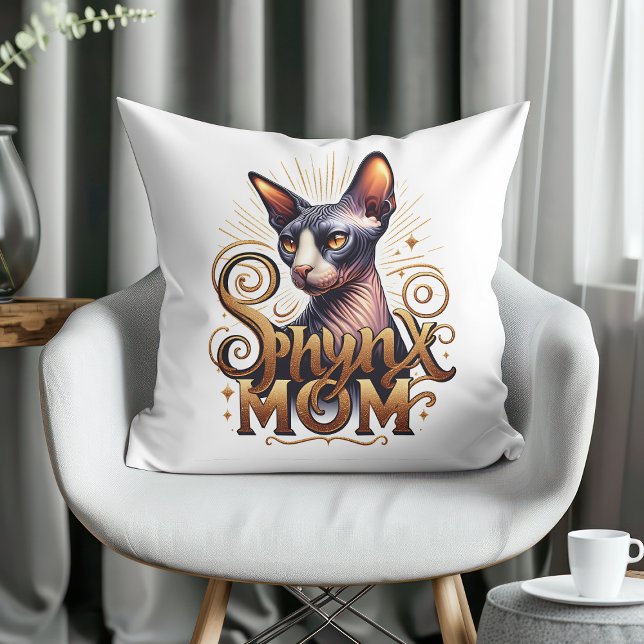  Sphynx Katt Mamma Mors Dag  Kudde (Personalized Sphynx Cat Mom Throw Pillow)