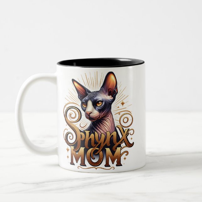  Sphynx katt mamma  Två-Tonad Mugg (Vänster)