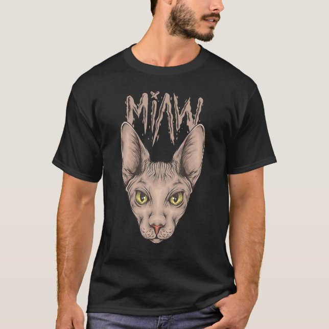 Sphynx Katt Miaw T Shirt (Framsida)