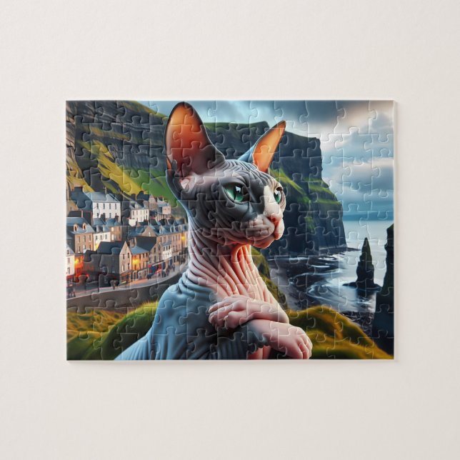  Sphynx Katt Pussel Klipporna vid Moher Irland (Horisontell)