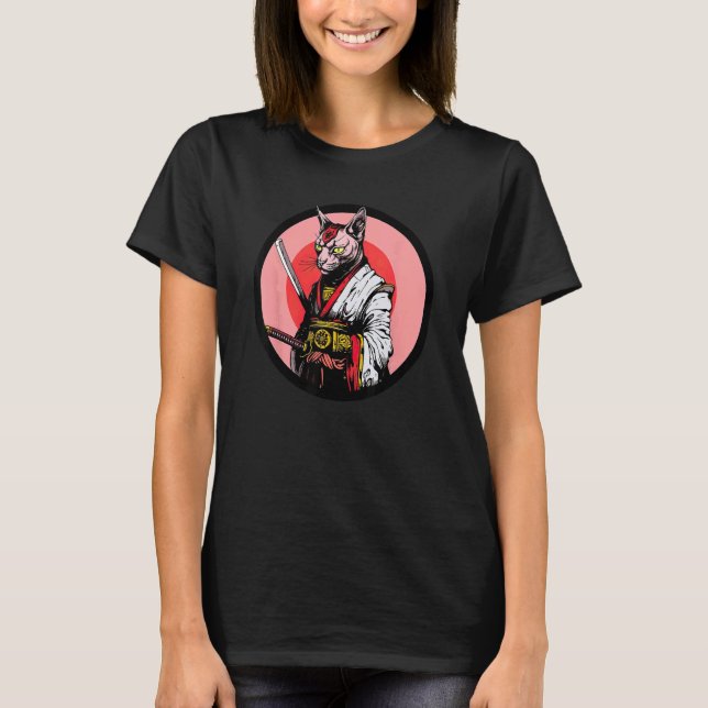 Sphynx Katt Samuraj Rolig Husdjur Krigare T Shirt (Framsida)