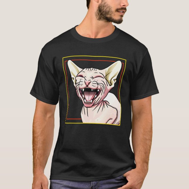 Sphynx-katt som skrattar t shirt (Framsida)