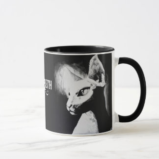Sphynx Katt Svart Vitt Kattälskare Porträtt Konst Mugg