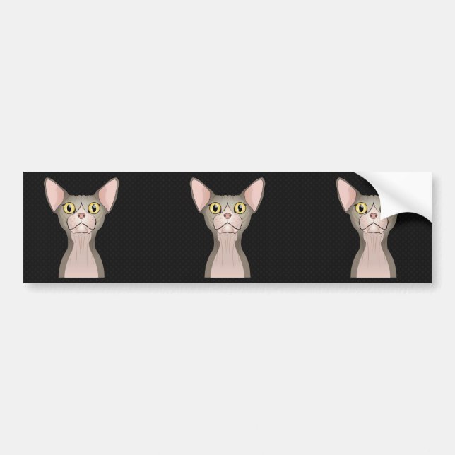 Sphynx Katt Tecknad (Tvåfärgad) Bildekal (Framsidan)